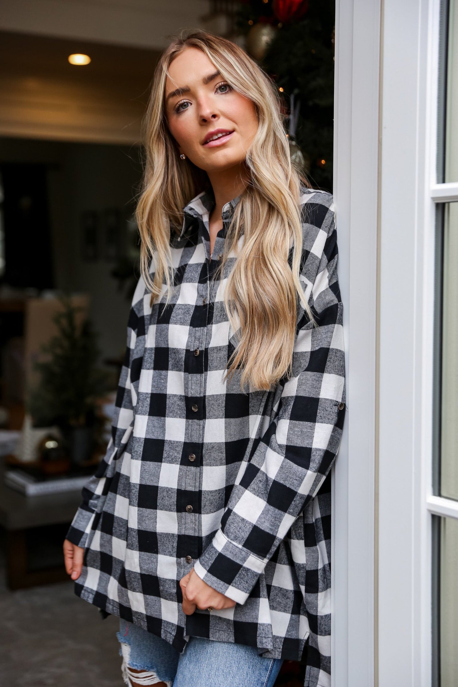 Kennedy Buffalo Check Plaid Oversized Flannel - DOORBUSTER