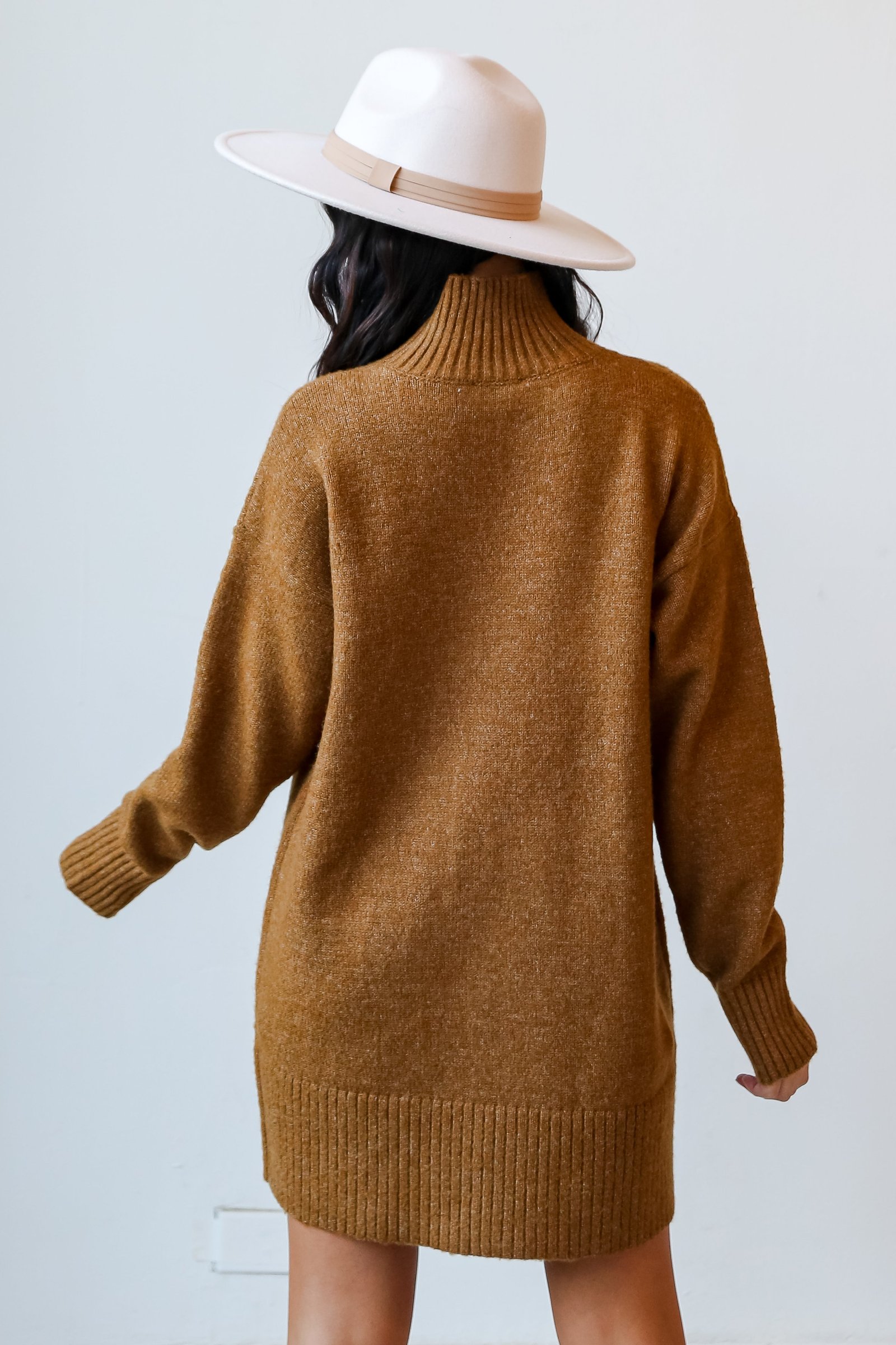 Definitely Chic Camel Mini Sweater Dress - DOORBUSTER