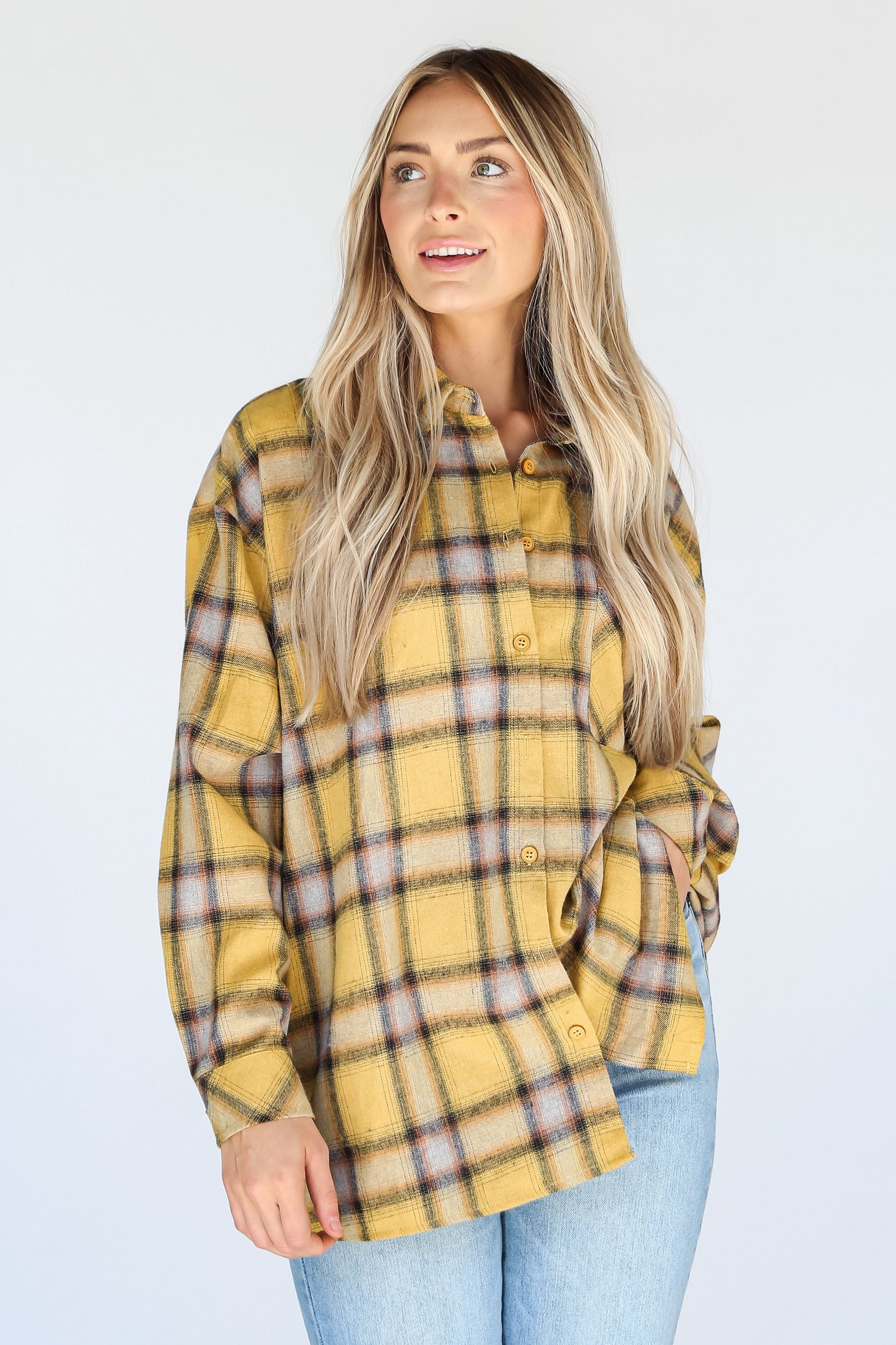 All About Fall Mustard Plaid Flannel