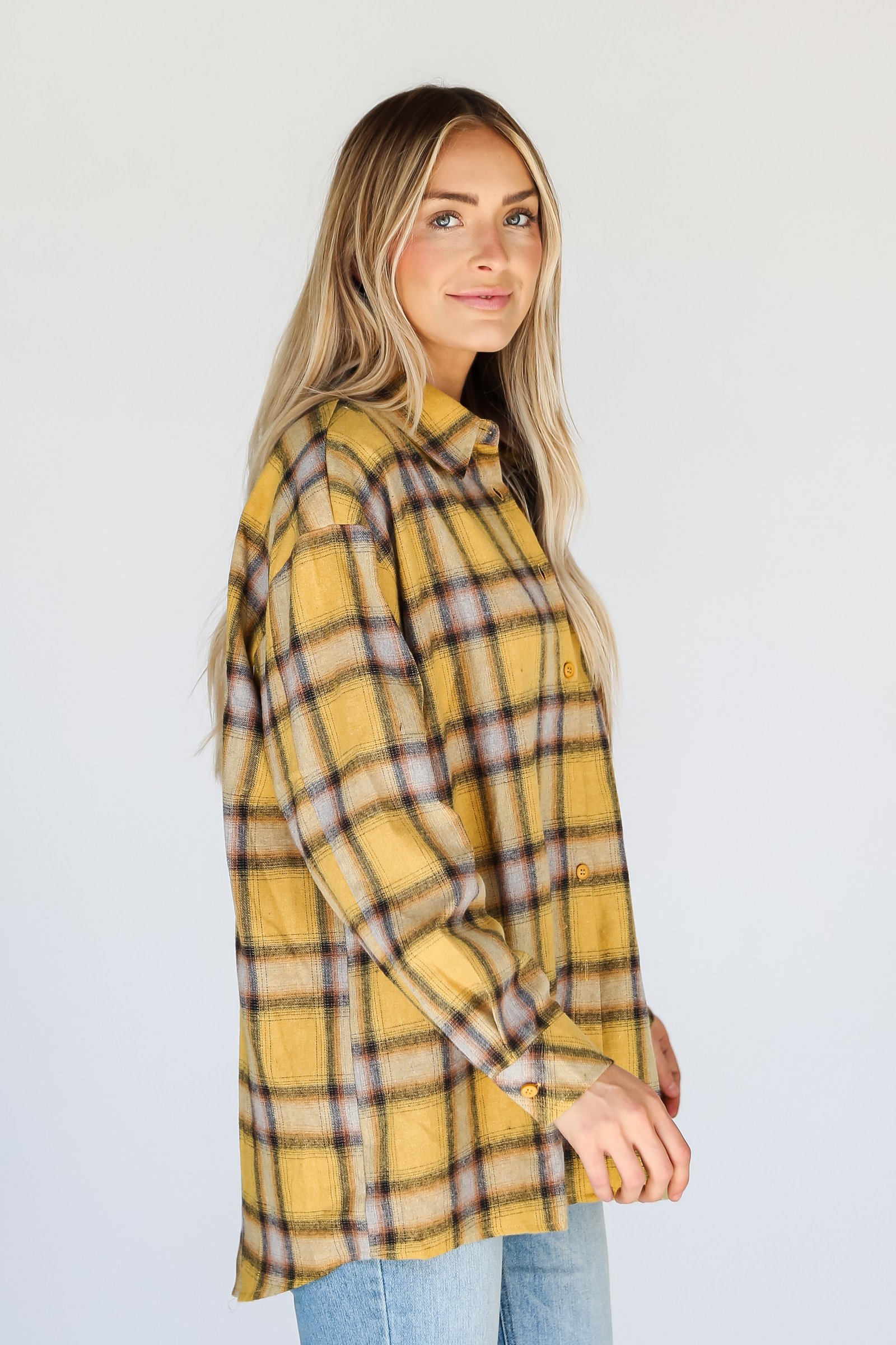 All About Fall Mustard Plaid Flannel