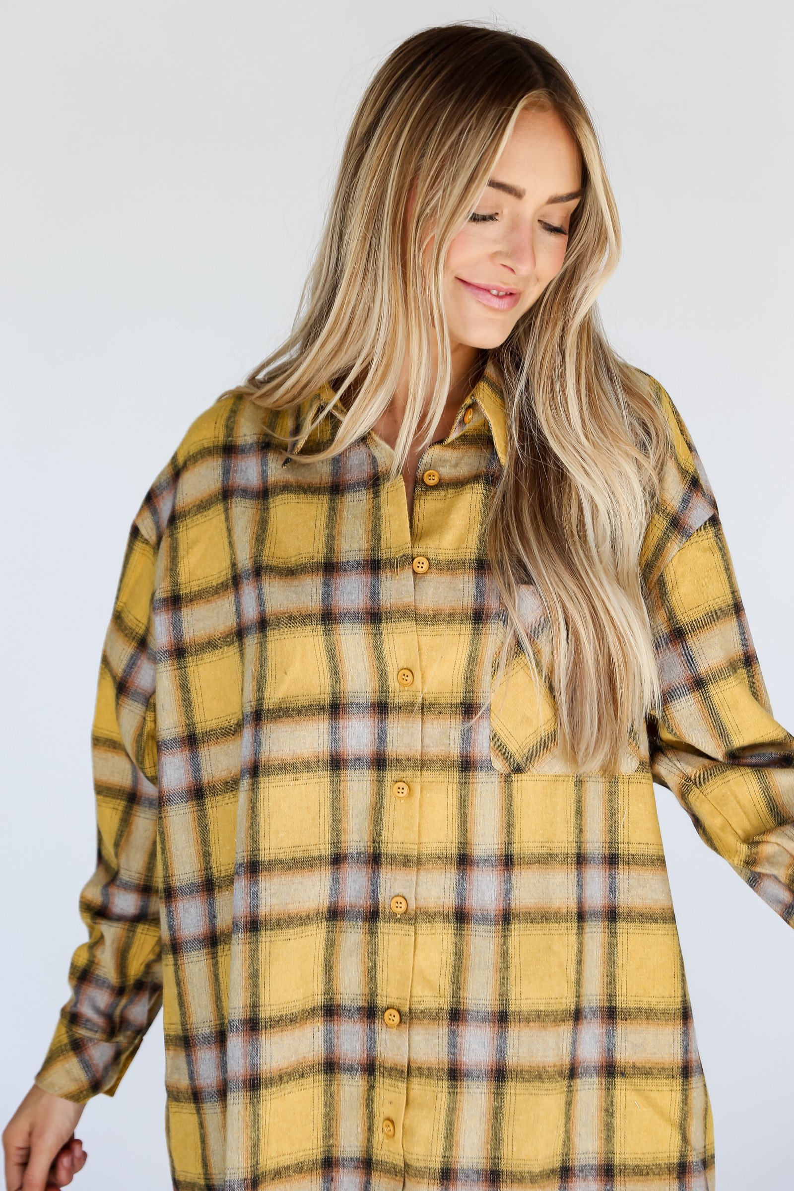 All About Fall Mustard Plaid Flannel