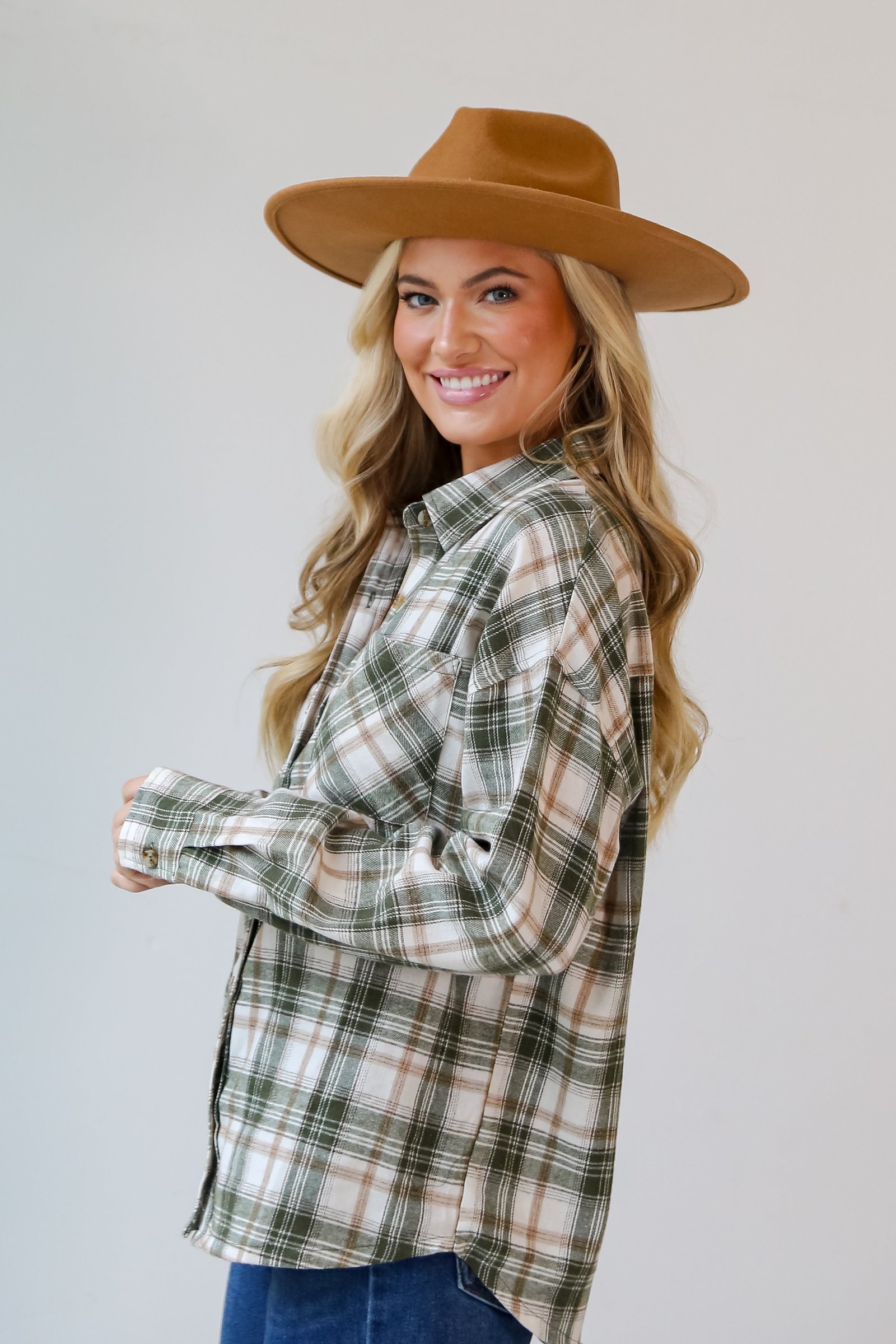 Carry On Olive Plaid Flannel