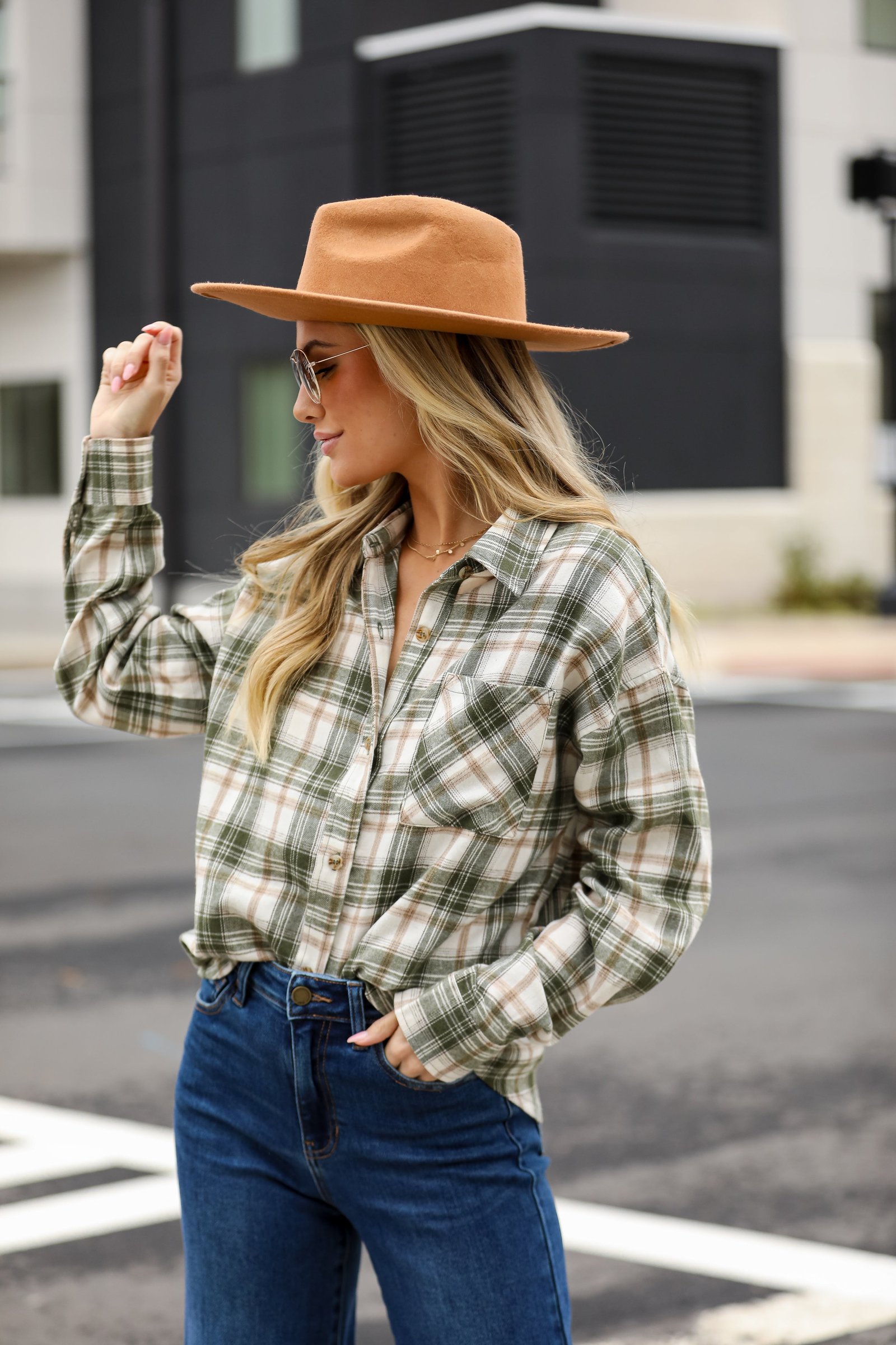 Carry On Olive Plaid Flannel