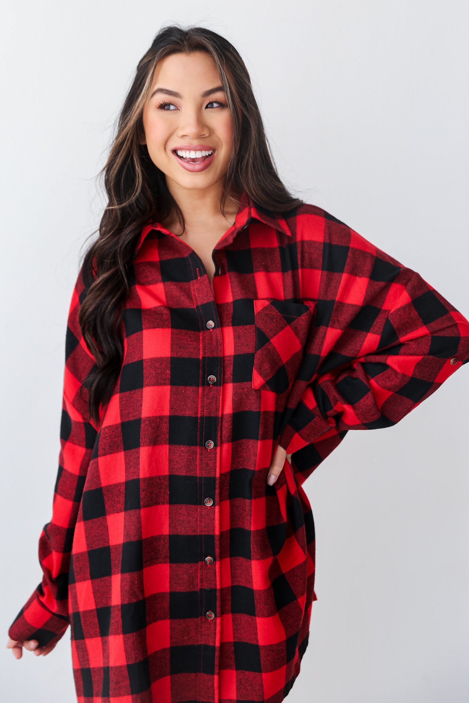 Kennedy Buffalo Check Plaid Oversized Flannel - DOORBUSTER