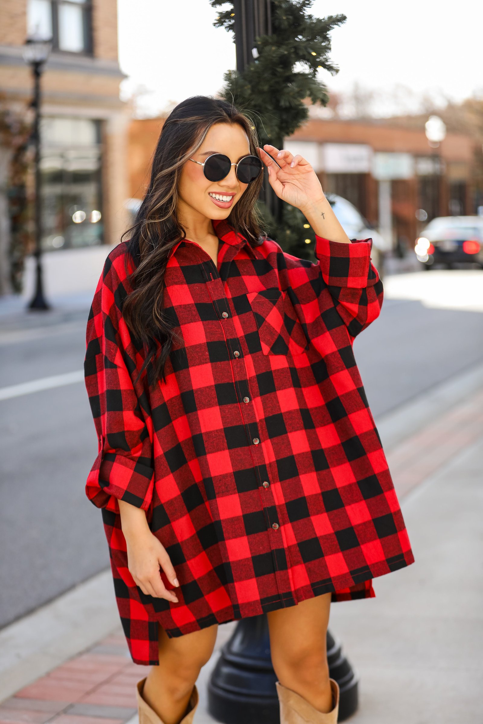 Kennedy Buffalo Check Plaid Oversized Flannel - DOORBUSTER