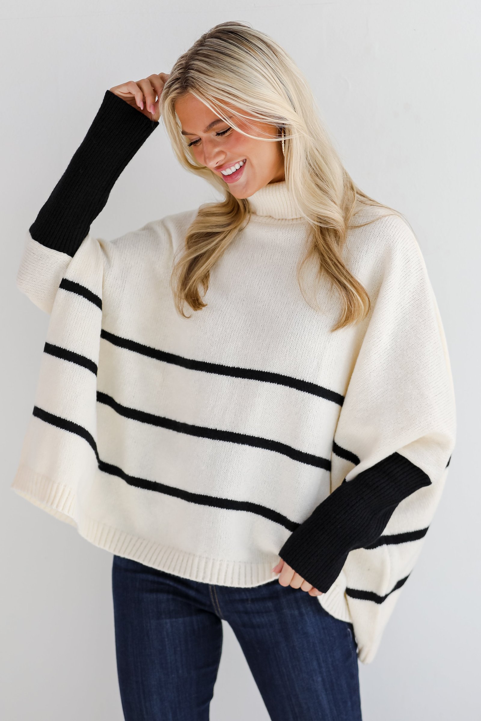 Sweetest Joy Oversized Striped Turtleneck Sweater